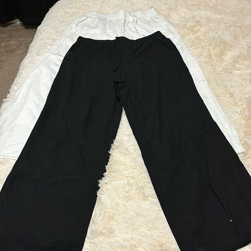 Old Navy Wide Leg Linen - BLACK